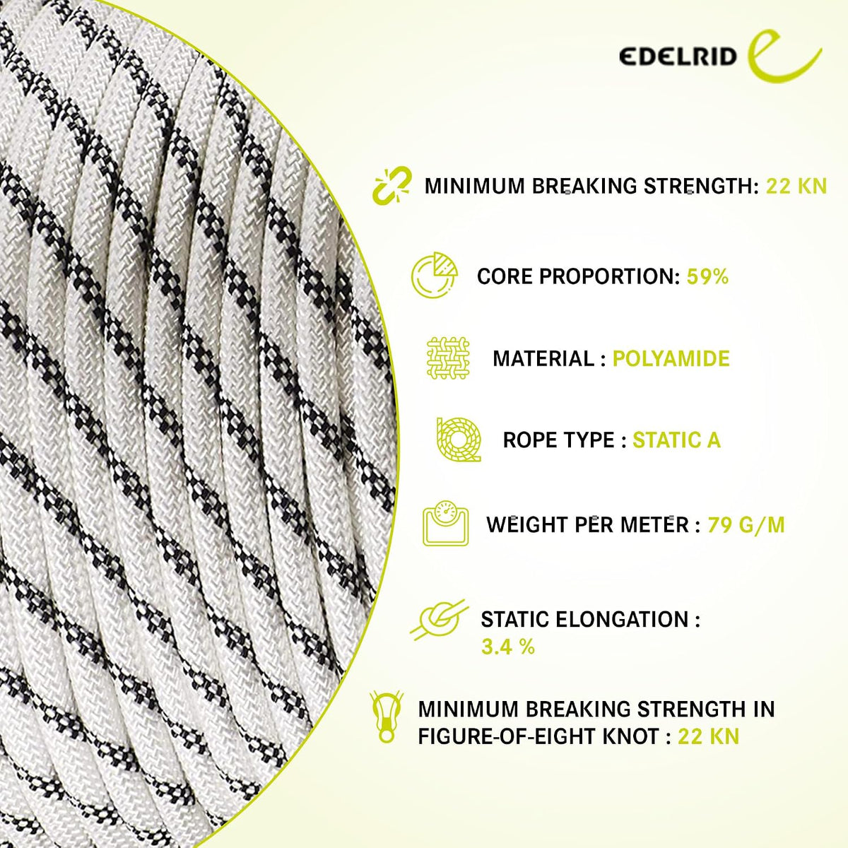 Edelrid Performance Static Rope 11 mm - Shop Static and Rescue Ropes at Trekaline