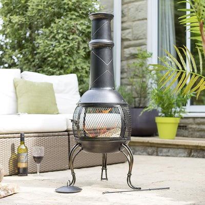 La Hacienda Leon Steel Mesh Chimenea Large