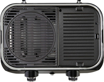 Top view of Campingaz Attitude 2100 LX Portable Gas Grill showing grill and flat cooking surfaces for versatile outdoor cooking.