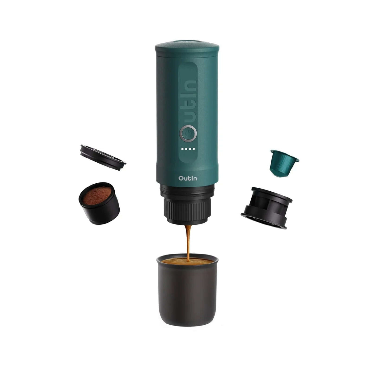 Outin Nano Portable Espresso Machine - Teal parts