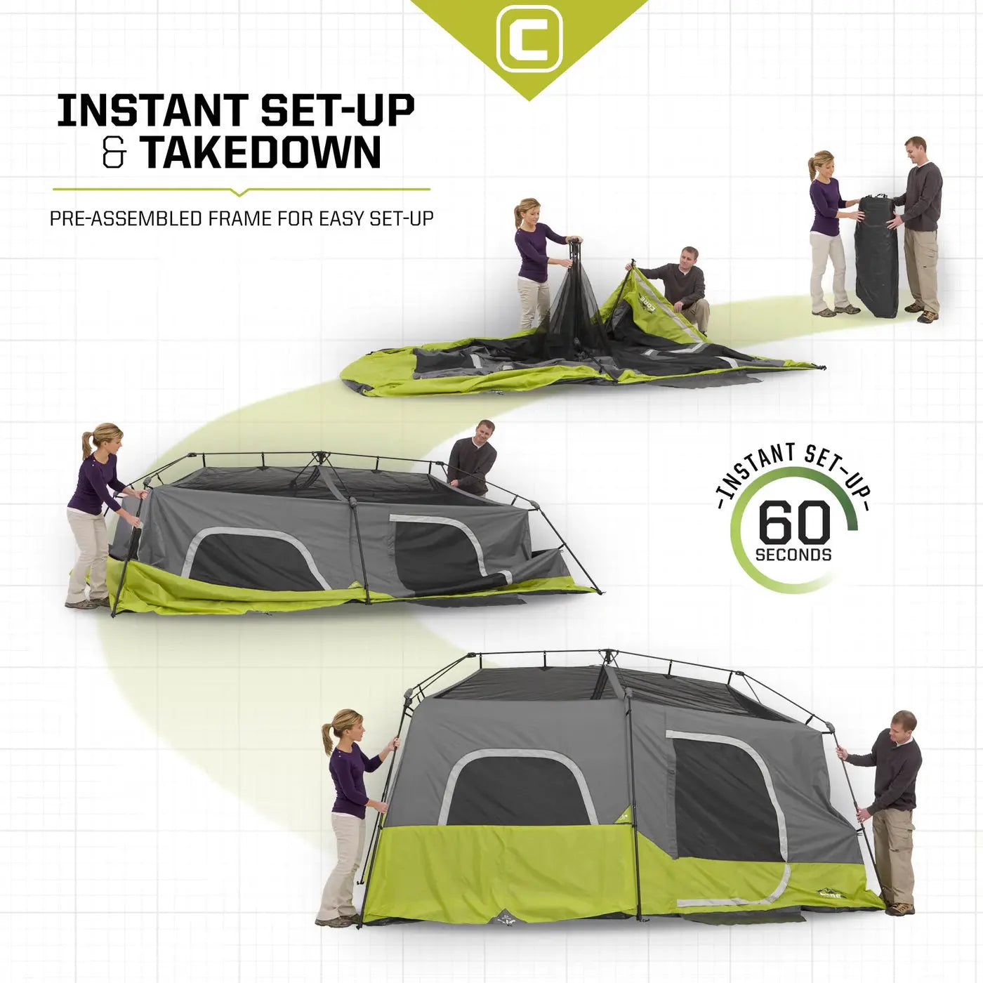 Core Equipment 9 Person Instant Cabin Tent 14' x 9'