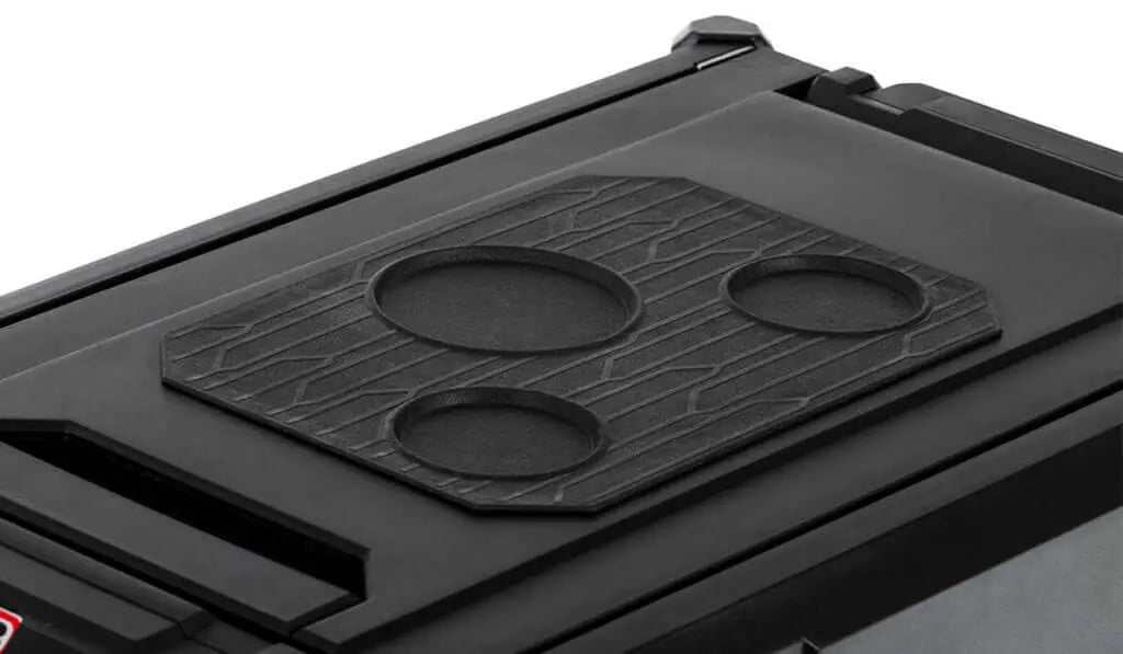 Top view of ARB Zero Portable Fridge Freezer Single Zone - 36L showing cup holder design on lid surface.