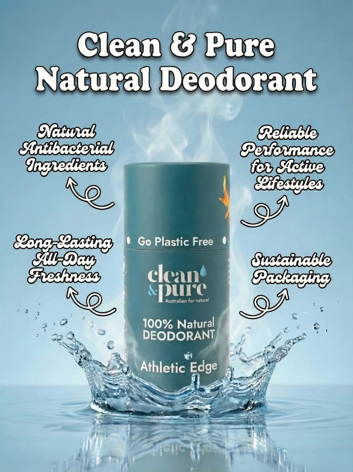 Clean & Pure Athletic Edge Natural Deodorant 60g - Shop  Deodorant at  Trekaline