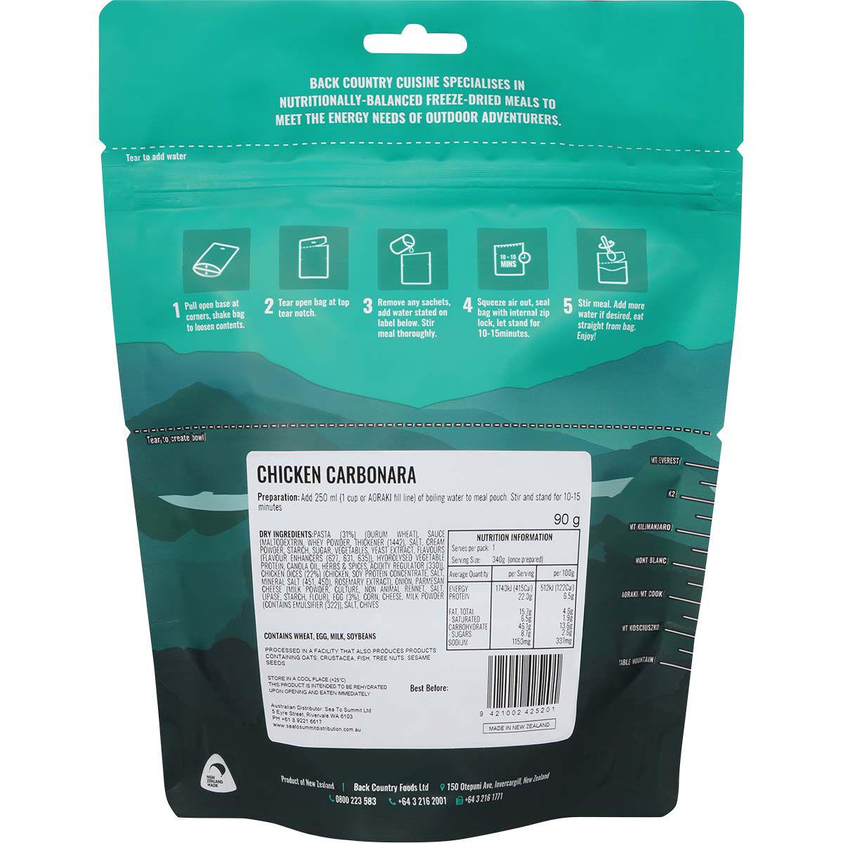 Back Country Cuisine Chicken Carbonara - Shop  Backpacking Dinners at  Trekaline