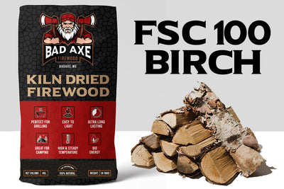 Bad Axe Birch Firewood Sack Premium Kiln Dried Logs - 40L