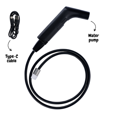 Hygiene Collective Bliss Rechargeable Travel Bidet with type-C cable and water pump attachment, ideal for portable hygiene solutions.