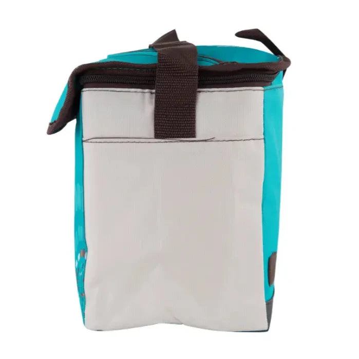 Side view of Campingaz Ethnic MiniMaxi 9L Soft Cooler Bag in blue and grey, ideal for UAE outdoor activities.