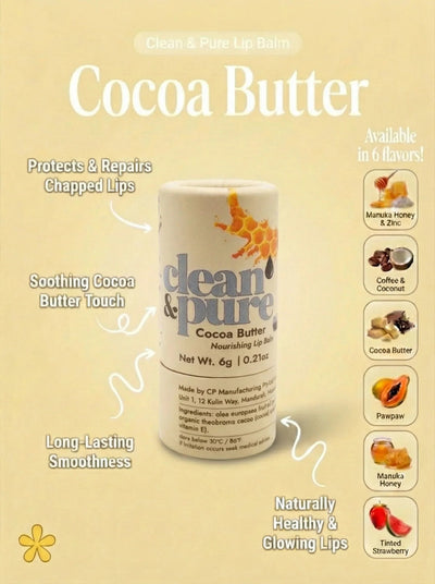 Clean & Pure Cocoa Butter Lip Balm - Shop  Lip Balm at  Trekaline
