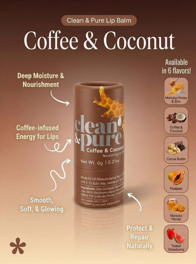 Clean & Pure Coffee and Coconut Lip Balm - Shop  Lip Balm at  Trekaline