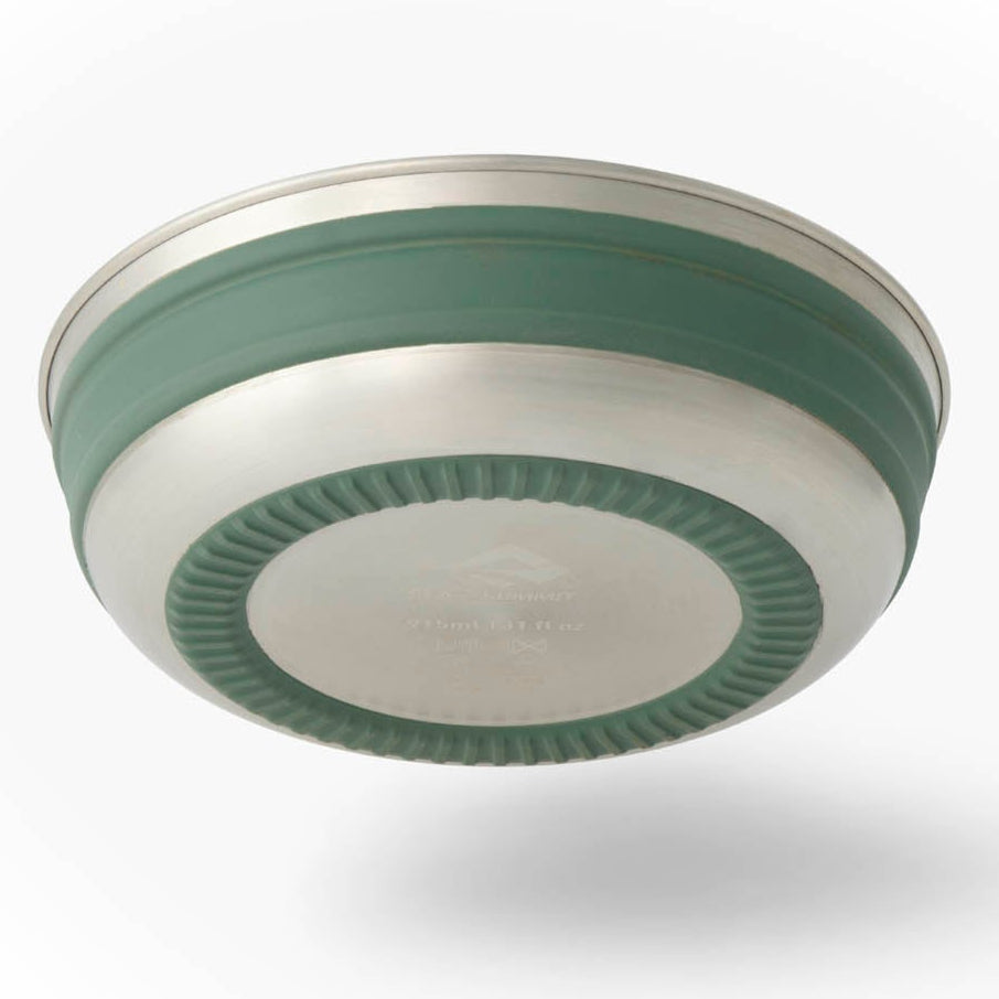 Sea to Summit Detour Stainless Steel Collapsible Bowl for camping and outdoor dining, shown in a durable and portable design.