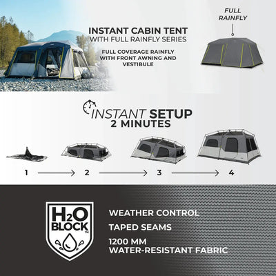 Core Equipment 9 Person Instant Cabin Tent with Full Rainfly - 14' x 9' - Shop  Camping Tents at  Trekaline