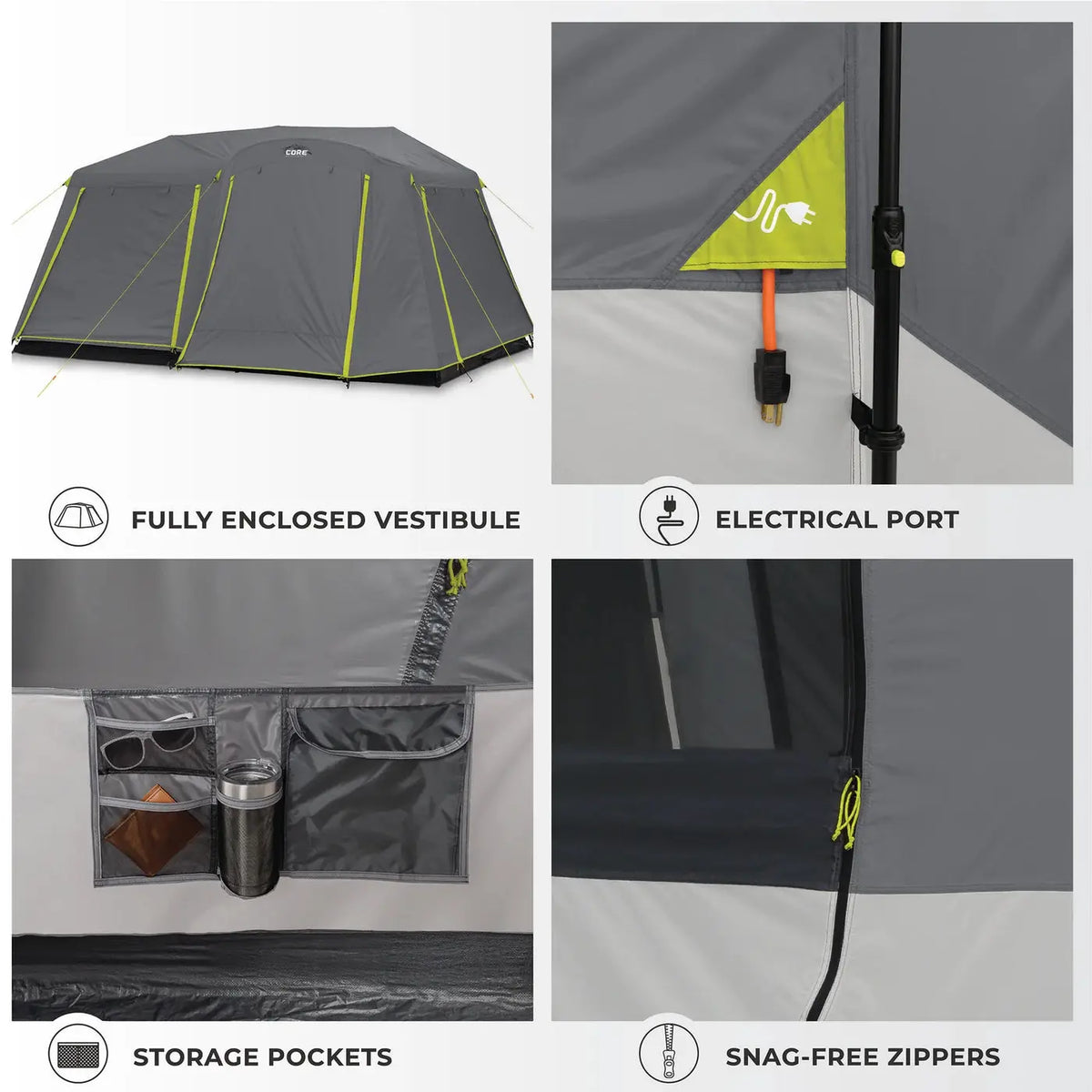 Core Equipment 9 Person Instant Cabin Tent with Full Rainfly - 14' x 9' - Shop  Camping Tents at  Trekaline
