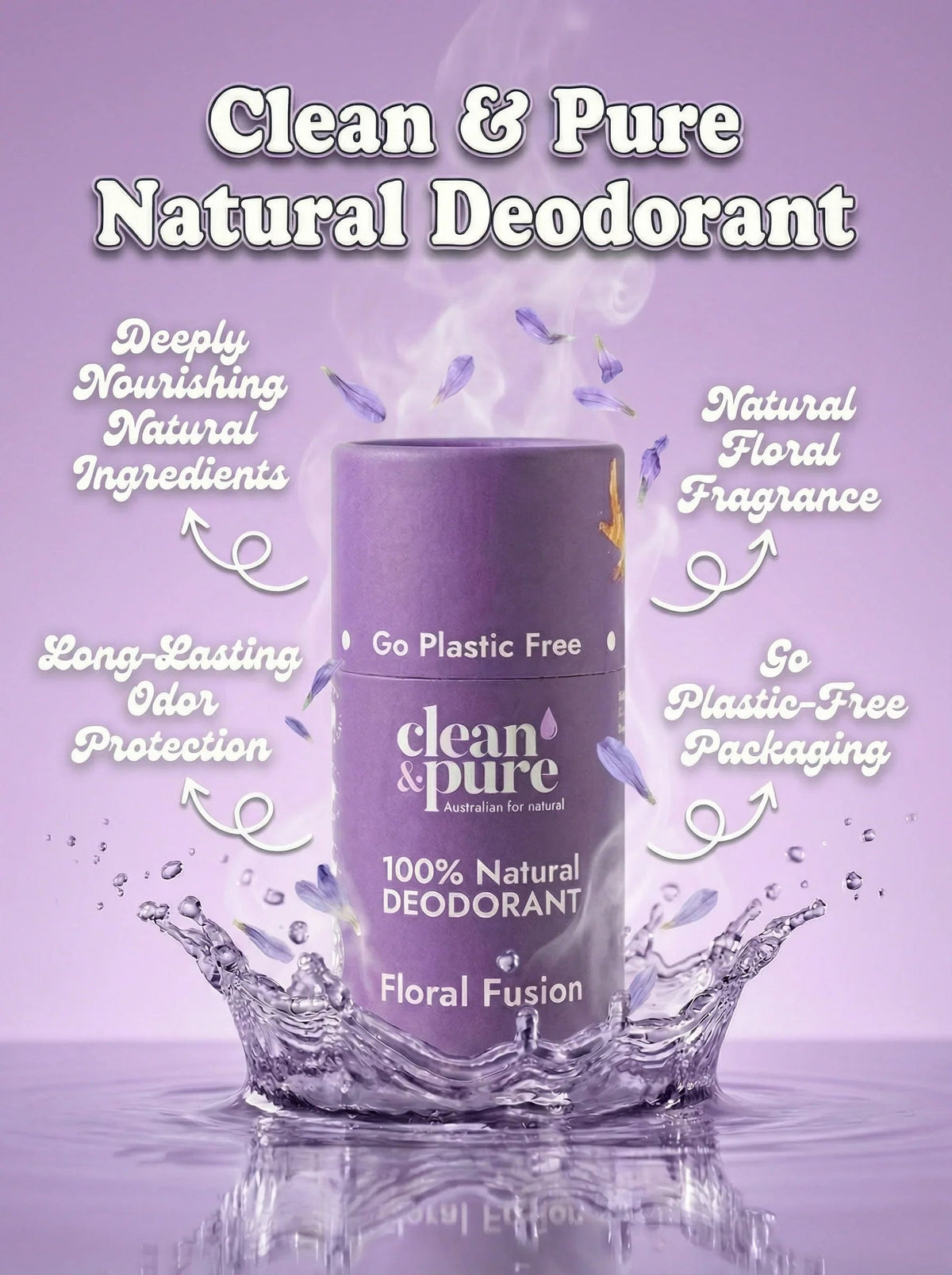 Clean & Pure Floral Fusion Natural Deodorant 60g - Shop  Deodorant at  Trekaline