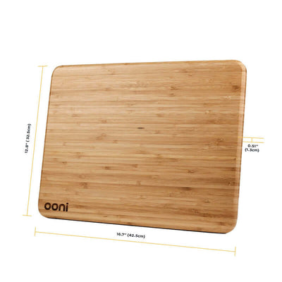 Ooni Pizza Prep Lid - Bamboo Board with dimensions