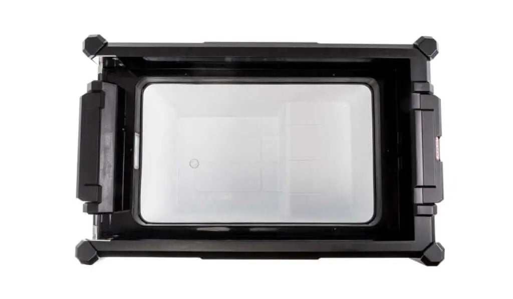 Top view of the ARB Zero Portable Fridge Freezer Single Zone - 44L, showing open compartment for outdoor adventures.