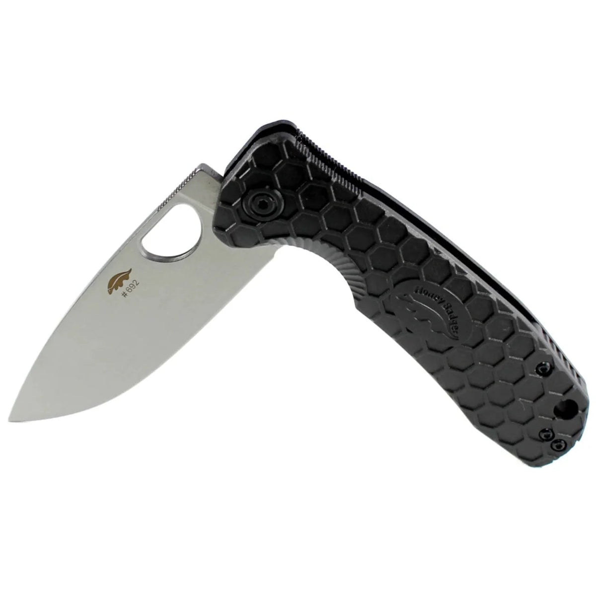 Honey Badger Medium Flipper Stonewashed D2 Steel with Zipper Pouch