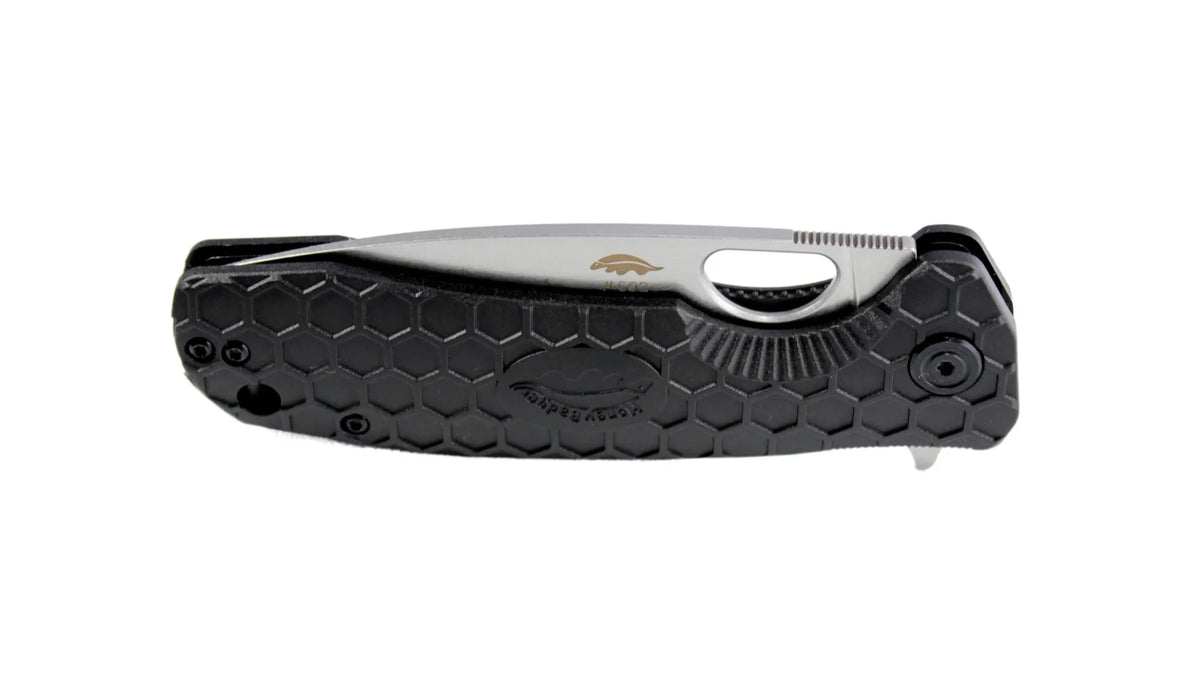 Honey Badger Medium Flipper Stonewashed D2 Steel with Zipper Pouch
