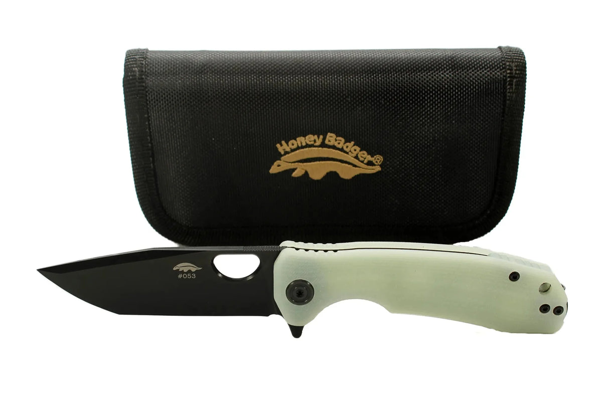 Honey Badger Limited Edition Medium Tanto Knife D2 - Jade G10