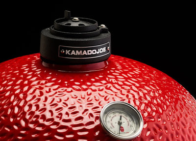 Kamado Joe Joe Jr. with Cast Iron Stand gauge and exhaust