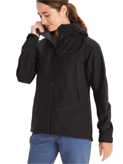 Woman wearing Marmot Gore-Tex Minimalist Pro Jacket in black