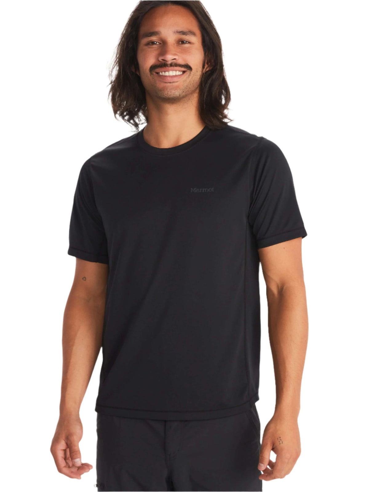 Man wearing Marmot Windridge Short-Sleeve T-Shirt for active outdoor activities
