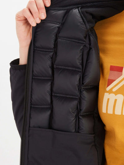 Interior view of Marmot Warmcube women's cold weather jacket showing insulation features.