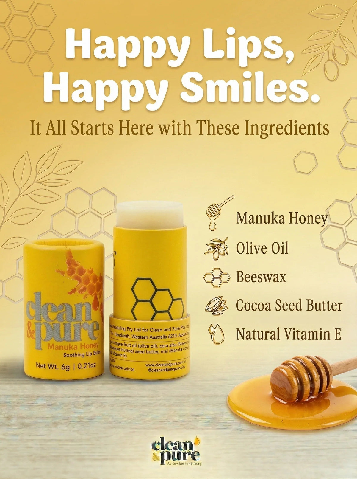 Clean & Pure Manuka Honey Soothing Lip Balm - Shop  Lip Balm at  Trekaline