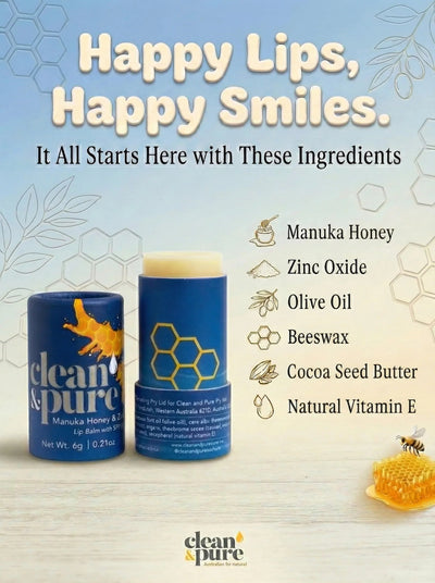 Clean & Pure Manuka Honey Lip Balm Zinc SPF15 - Shop  Lip Balm at  Trekaline