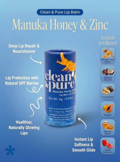 Clean & Pure Manuka Honey Lip Balm Zinc SPF15 - Shop  Lip Balm at  Trekaline