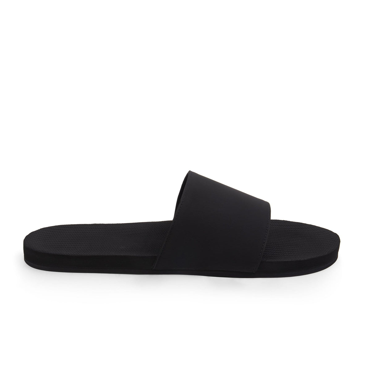 Indosole Slides Recycled Tire Sole Sandals for Men in black, showcasing sustainable and comfortable eco-friendly footwear.