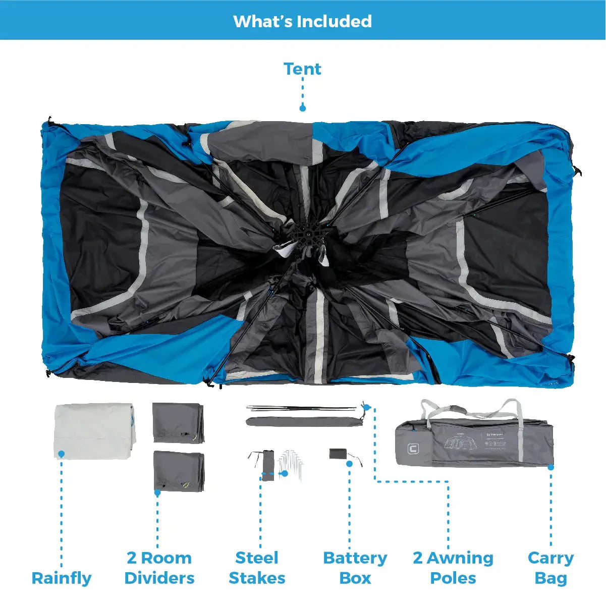 Core Equipment 12 Person Lighted Instant Cabin Tent 18’ x 10’