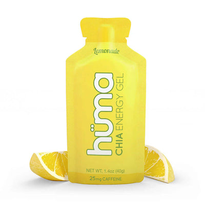 Huma Chia Energy Gel - Lemonade 40g pouch with lemon slices, ideal for athletes seeking natural fuel and easy-to-digest nutrition.