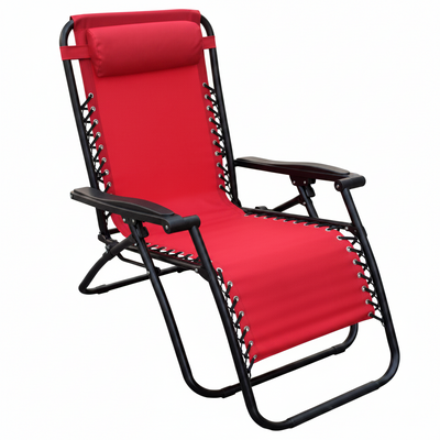 PROCAMP Zero Gravity Chair in red with padded headrest for ultimate outdoor relaxation.