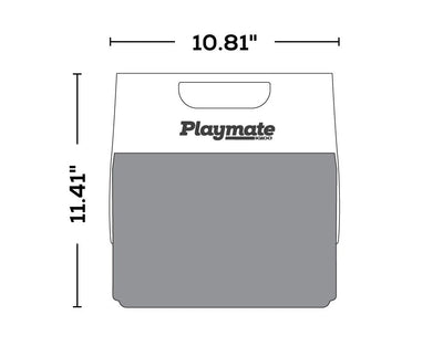 Dimensions of Igloo ECOCOOL Little Playmate Cooler showing 10.81 inches width and 11.41 inches height.