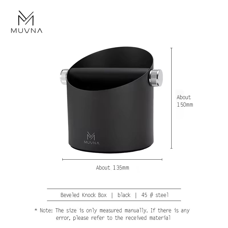 Muvna Metal Espresso Knock Box Black [QA Specs]