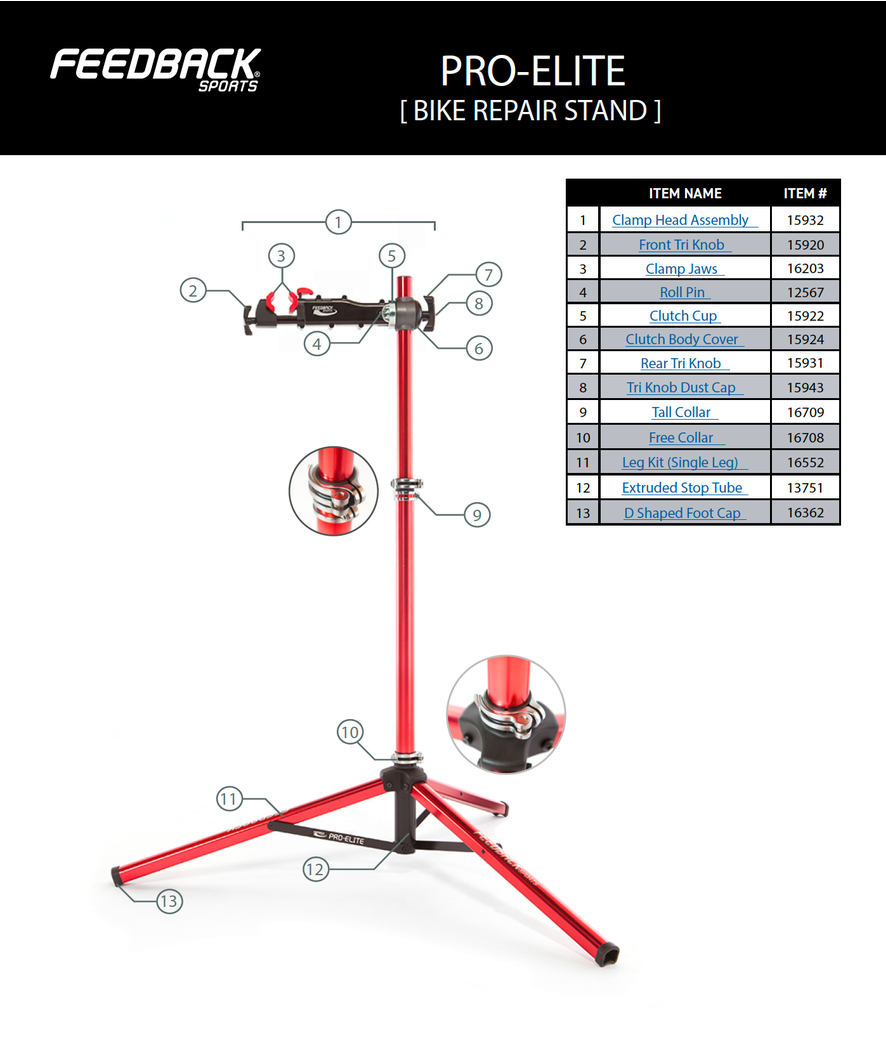 Feedback Sports Pro-Elite Bike Repair Stand Red - Shop  Bike Repair Stands at  Trekaline