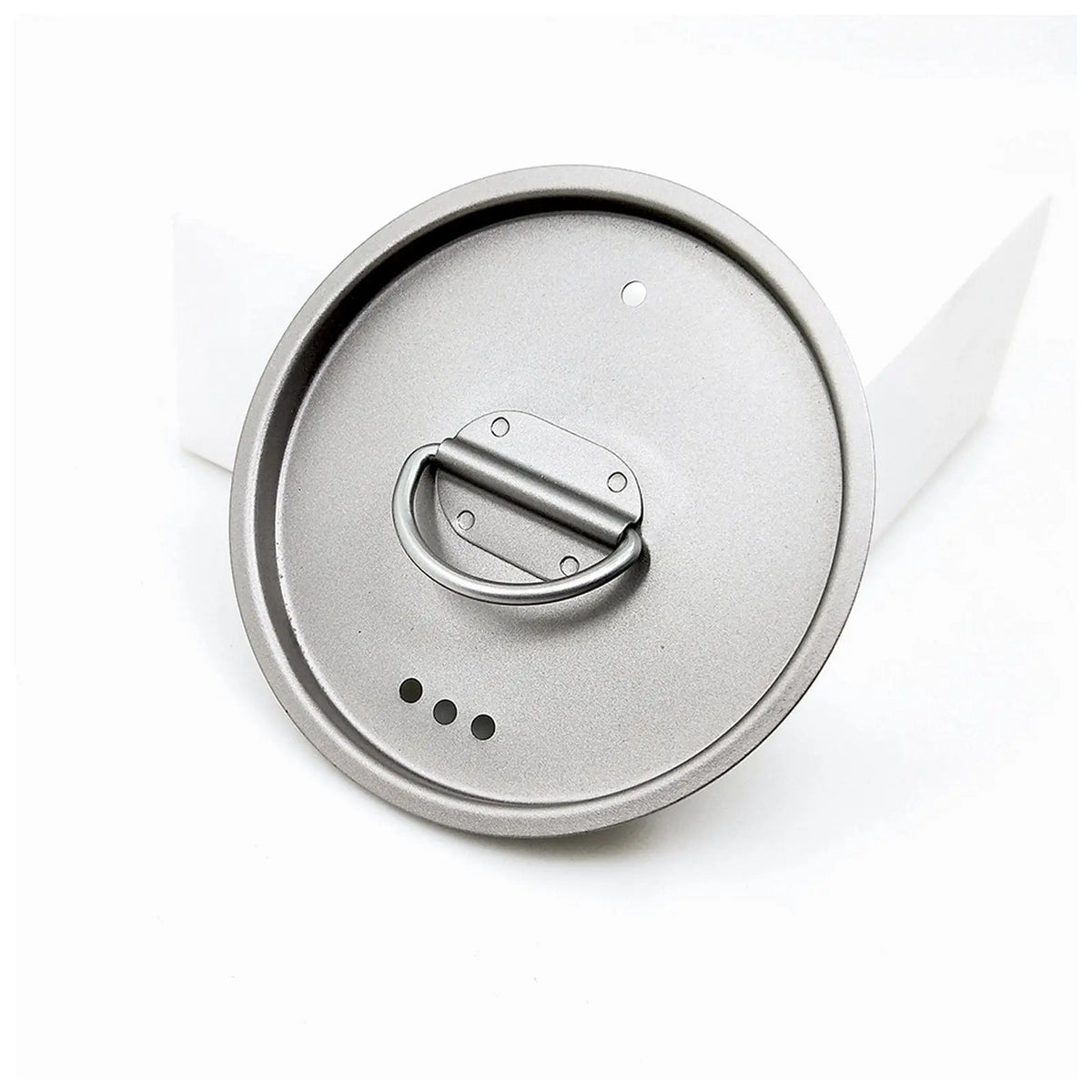 Top view of SilverAnt Ultralight Titanium Cup with Lid for outdoor adventures, showcasing durable design and lightweight portability.