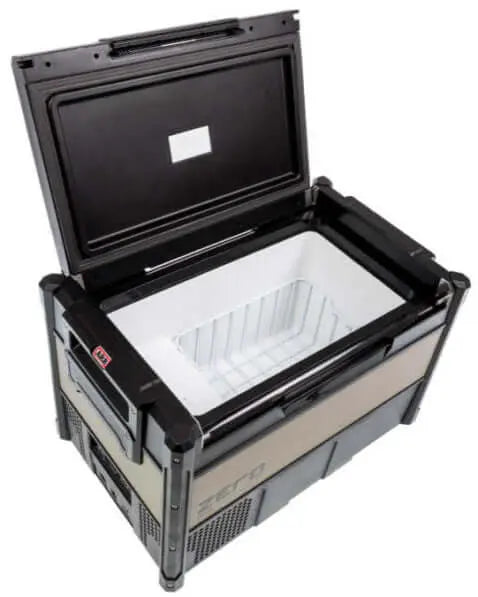 ARB Zero Portable Fridge Freezer Single Zone - 60L mounted securely in the cargo area of an overlanding 4x4 vehicle.