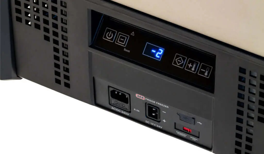 Control panel of ARB Zero Portable Fridge Freezer Single Zone - 60L showing temperature setting.