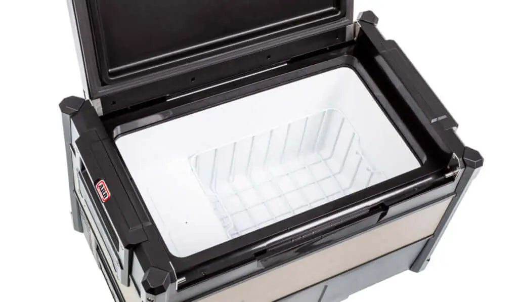 Top view of ARB Zero Portable Fridge Freezer Single Zone - 60L, open lid showcasing storage compartment.