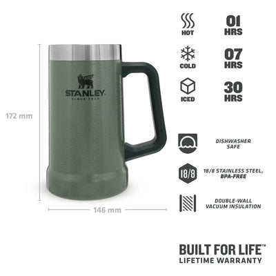 Stanley Adventure Big Grip Beer Stein 24 oz - Shop  Camping Mugs at  Trekaline