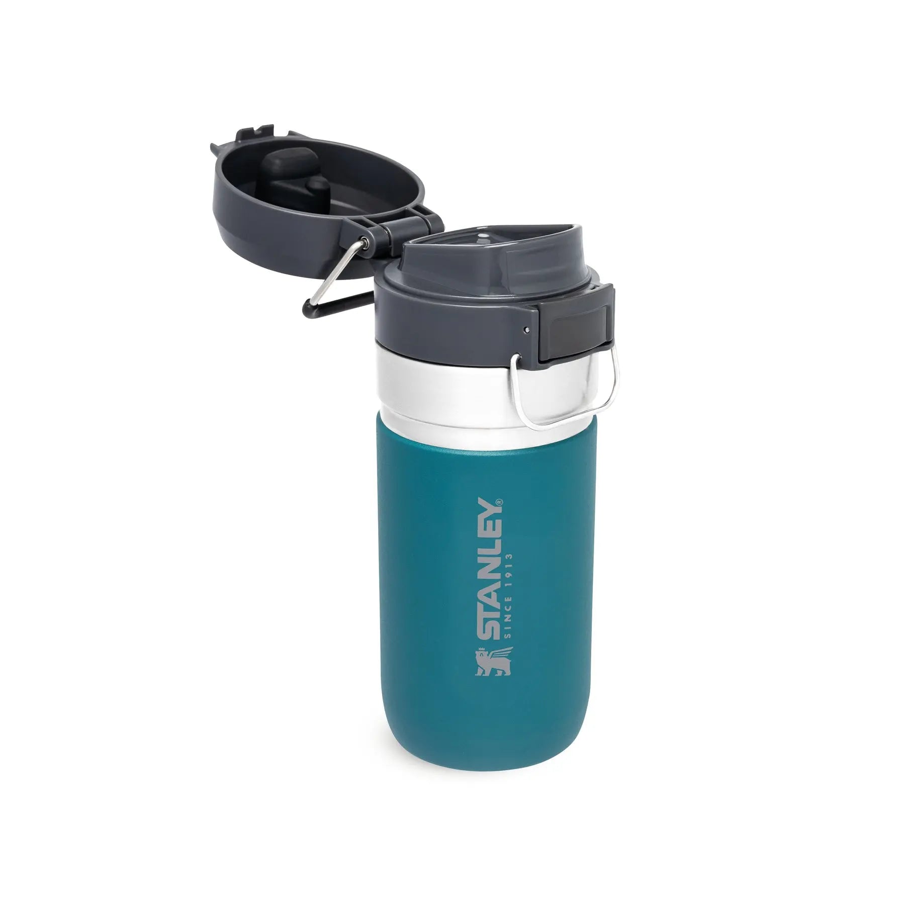 Teal Stanley Go Quick Flip Water Bottle - 16 oz, featuring a durable design and flip lid for travel ease.