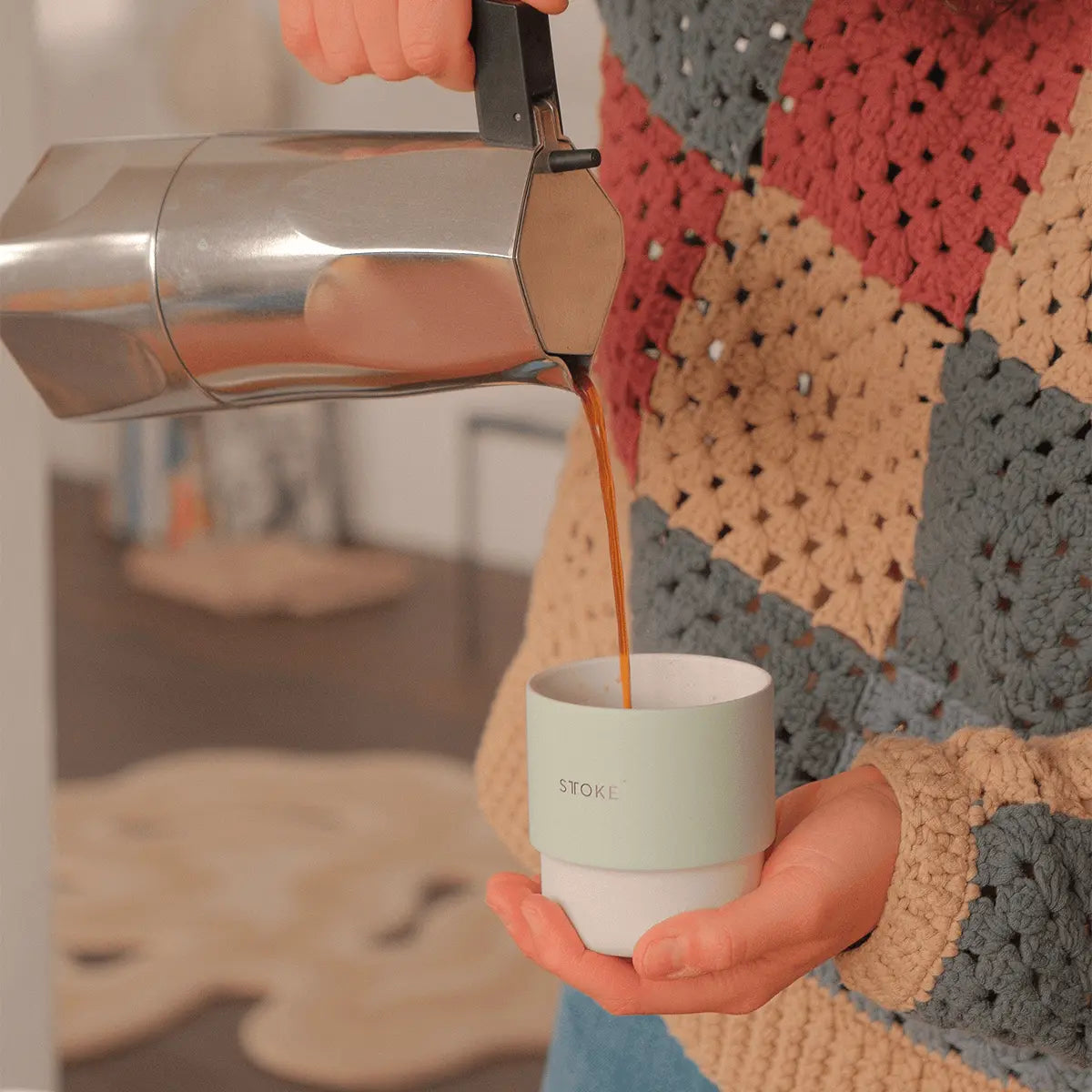 Sttoke Swirl 7 oz Ceramic Home Coffee Cup - Dishwasher Safe