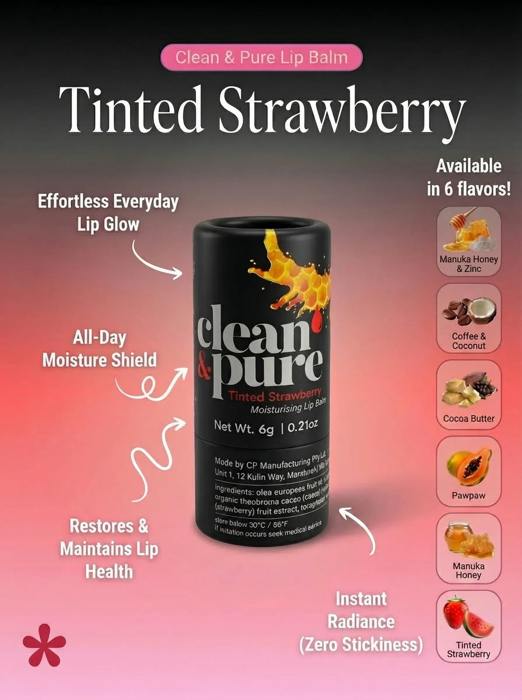 Clean & Pure Tinted Strawberry Lip Balm - Shop  Lip Balm at  Trekaline