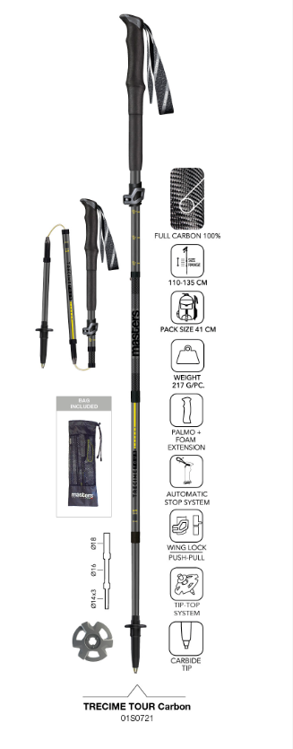 Masters Trecime Tour Carbon Trekking Poles - Green
