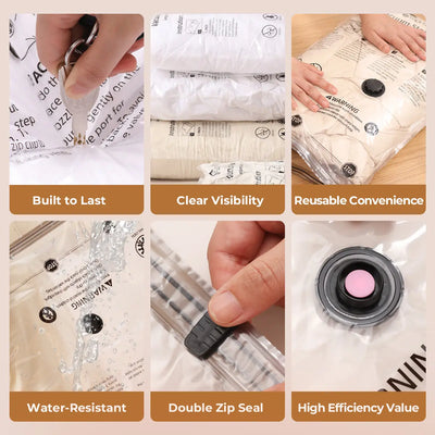 Flextail Vacuum Storage Bags — valve detail shown with Flextail pump nozzle attached.