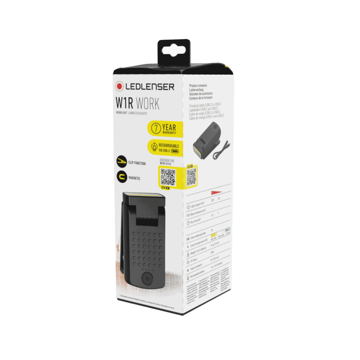 Ledlenser Worklight W1R Work clipped to pocket for hands free use