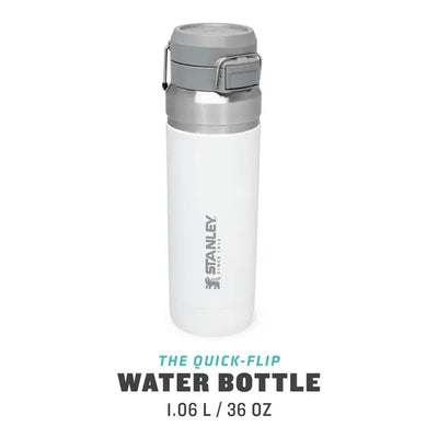 Stanley Go Quick Flip Water Bottle Leakproof 34 oz design, 1.06L size in white, perfect for staying hydrated