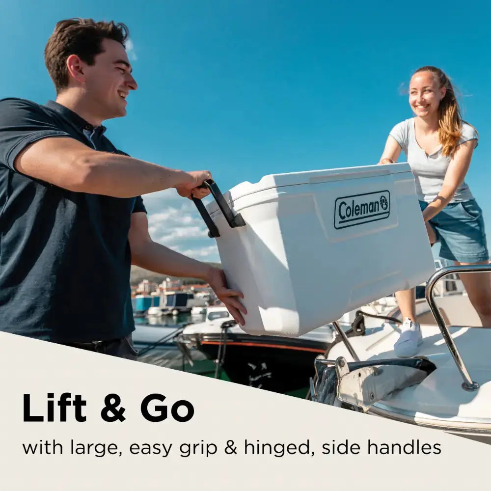 Coleman Xtreme Marine 70Qt cooler on a boat in the UAE