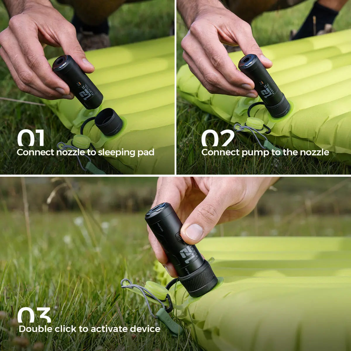 Flextail Zero Pump — compact storage with nozzle set in carry pouch.